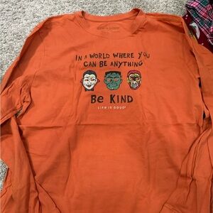 Life Is Good Orange Long Sleeve Tee - Be Kind Faces